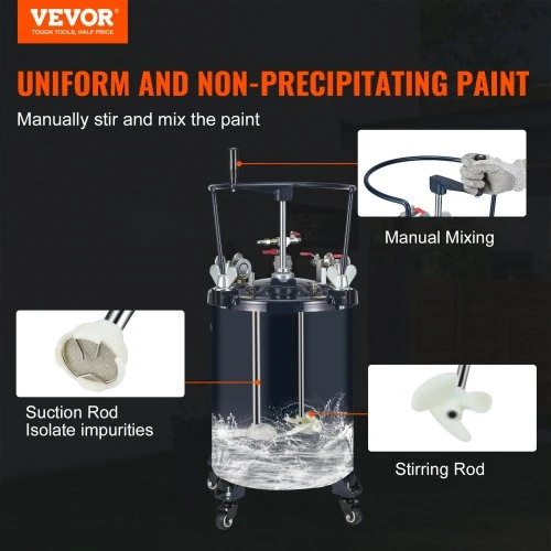 Koduva VEVOR dažų slėgio bakas, 30 l, su rankiniu maišytuvu, 70 PSI, JY-SD30L