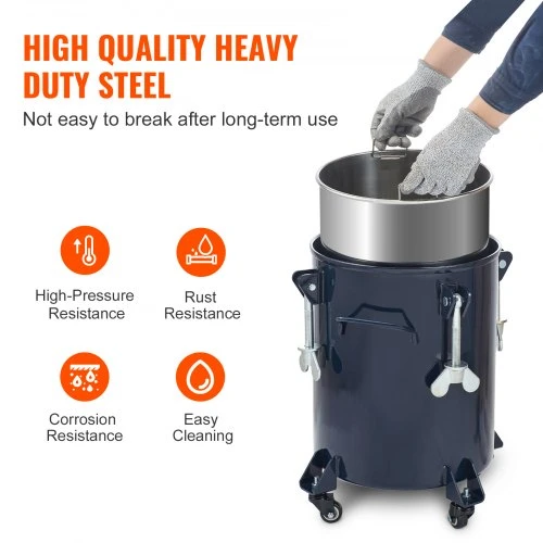 Koduva VEVOR dažų slėgio bakas, 30 l, su rankiniu maišytuvu, 70 PSI, JY-SD30L