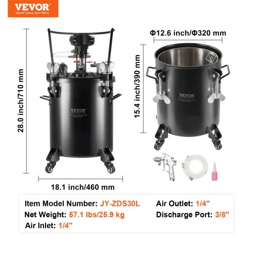 Koduva VEVOR dažymo slėginis indas, 30 l, JY-ZDS30L