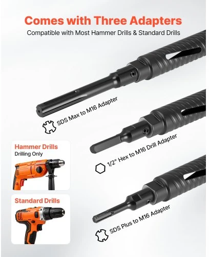 Koduva VEVOR deimantinis gręžimo vainikas, 38 mm, 241 mm, M16 vidinis sriegis
