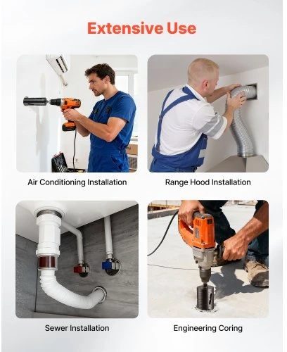 Koduva VEVOR deimantinis sausas gręžimo vainikas, 102 mm, 241 mm, M16 vidinis sriegis