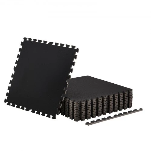 VEVOR Dėlionės formos mankštos kilimėliai, 12 vnt., 600 x 600 x 14 mm, juodi