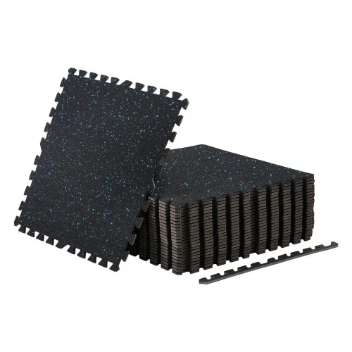 VEVOR Dėlionės formos mankštos kilimėlis, 24 vnt., 610 x 610 x 10 mm, EVA putos, juodas su mėlynais taškais