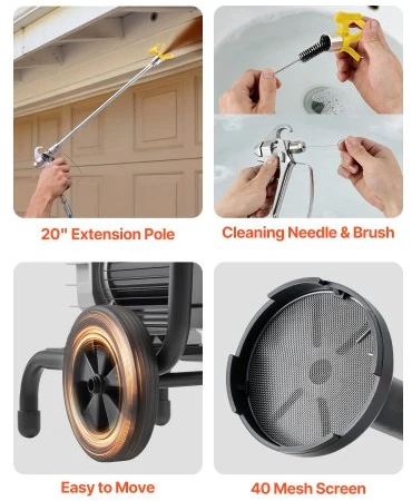 VEVOR Diafragminis airless dažų purkštuvas TA-990, 1500 W, 2800 psi