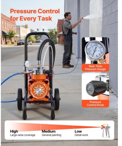 VEVOR Diafragminis beorio dažų purkštuvas, 900 W, 2200 psi, su prailginimo kotu