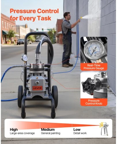 Koduva VEVOR diafragminis beorio dažų purkštuvas, 1100 W, 2200 psi, su pailginimo vamzdžiu