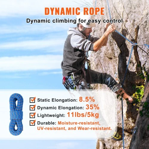 Koduva VEVOR dinaminė laipiojimo virvė, 10,2 mm, 70 m, mėlyna