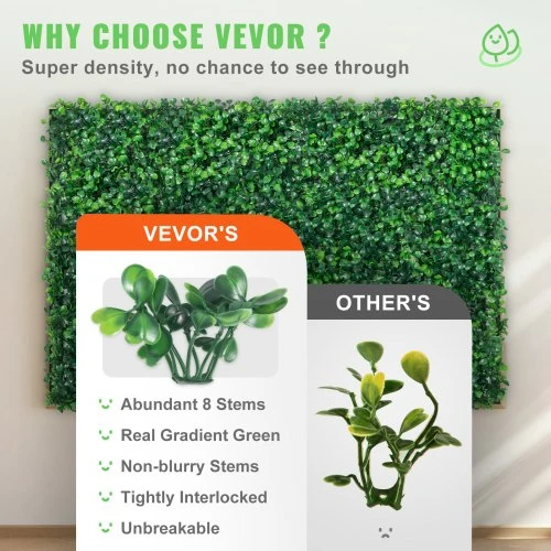 Koduva VEVOR dirbtinė buksmedžio panelė 24 x 16 col. 24 vnt., 4 cm žalia sienelė