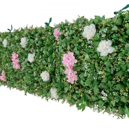 Koduva VEVOR dirbtinė gėlių sienelė, 2 vnt., 61 x 243,8 cm kiekviena panelė, 3D šilkinė, žalia