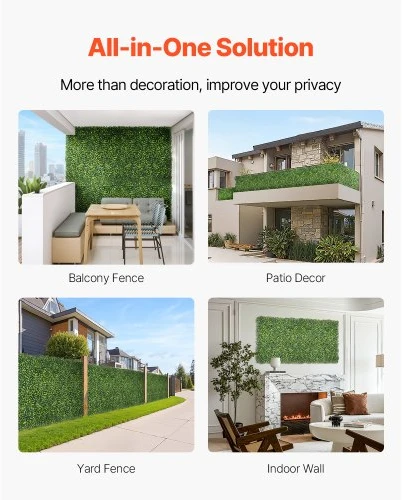 VEVOR Dirbtinės žolės sienos panelė, 40 x 120 col., Milano žalumos dėžmedžio panelė