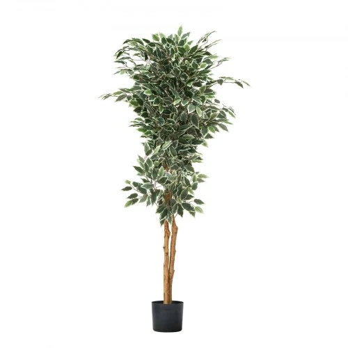 VEVOR Dirbtinis fikusas 150 cm, su juodu vazonu, žalios spalvos