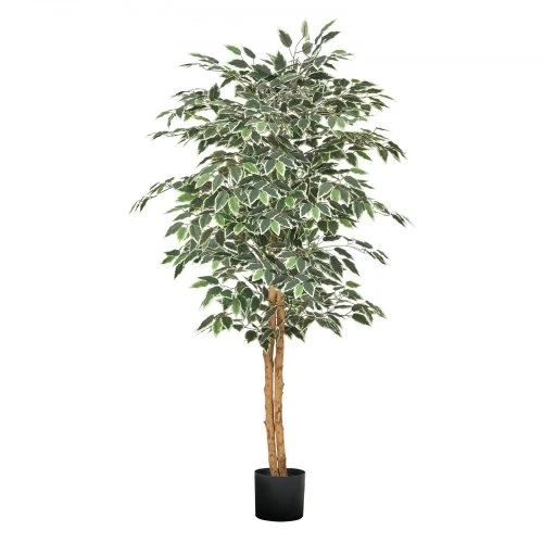 VEVOR Dirbtinis fikusas 150 cm, su juodu vazonu, žalios spalvos