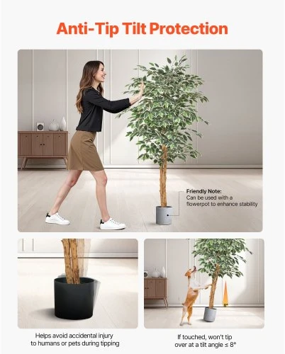 VEVOR Dirbtinis fikusas 150 cm, su juodu vazonu, žalios spalvos
