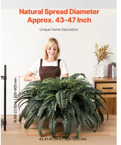VEVOR Dirbtinis papartis, 1219 mm, 88 lapai, žalios spalvos