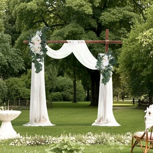 VEVOR Dirbtinių vestuvių arkos gėlių ir užuolaidų rinkinys, baltas, 4 dalių