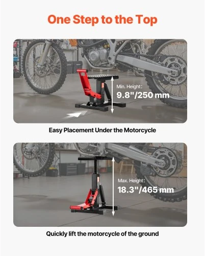 VEVOR Dirt bike keltuvas, motociklo domkrato stovas 1200 lb, hidraulinis, reguliuojamas 9,8"–18,3"