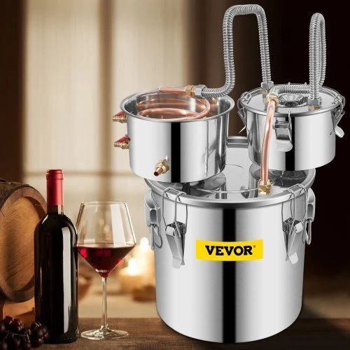 VEVOR Distiliavimo aparatas 3 gal. 12 l iš nerūdijančio plieno su variniu vamzdžiu ir cirkuliaciniu siurbliu