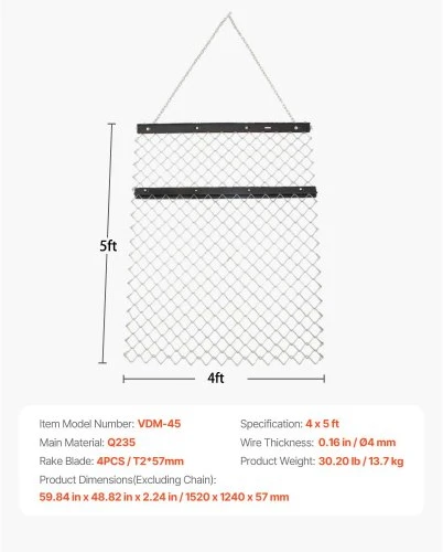 Koduva VEVOR draginis akėčių grėblys, 4 x 5 ft, Q235 plienas