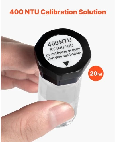 VEVOR Drumstumo kalibravimo tirpalų rinkinys TN500-1, 20/100/400/800 NTU, 4 vnt. po 20 ml, skirtas TN2000 drumstumo matuokliui