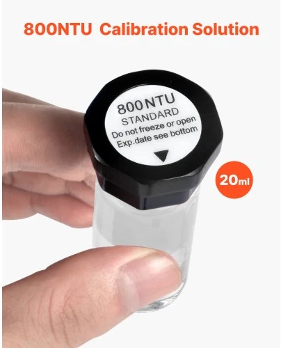 VEVOR Drumstumo kalibravimo tirpalų rinkinys TN500-1, 20/100/400/800 NTU, 4 vnt. po 20 ml, skirtas TN2000 drumstumo matuokliui
