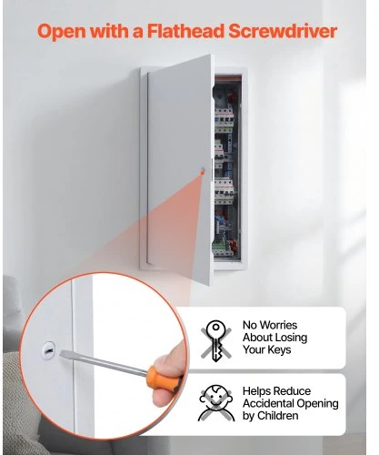 VEVOR Drywall prieigos panelė, 64x34 cm, cinkuotas plienas, balta, su varžtiniu užraktu, 32x62 cm angai