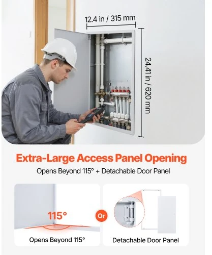 VEVOR Drywall prieigos panelė, 64x34 cm, cinkuotas plienas, balta, su varžtiniu užraktu, 32x62 cm angai