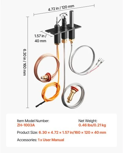VEVOR Dujinio piloto mazgas židiniui, natūralios dujos, juodas, OE 485-510A / 4021-736 / 2103-010