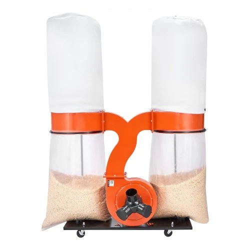 VEVOR Dulkių surinktuvas, 1550 CFM, 3,0 AG, 2,5 mikrono, su 2 maišais po 132,5 L ir 2 filtrų maišais po 159 L