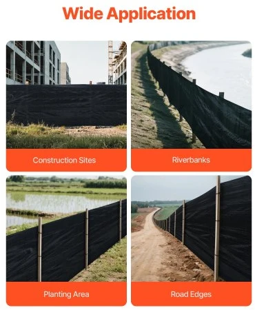 Koduva VEVOR dumblo užtvaro audinio ritinys, 0,91 x 152,4 m, juodas, polipropilenas