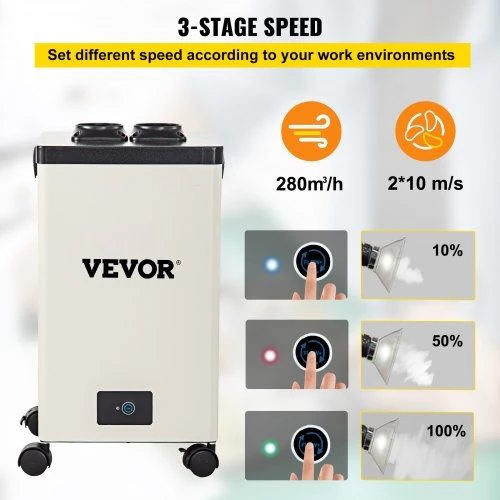 Koduva VEVOR dūmų ištraukiklis lituokliui, 150 W, 106 CFM, 3 pakopų filtrai, 3 greičiai, su žarna