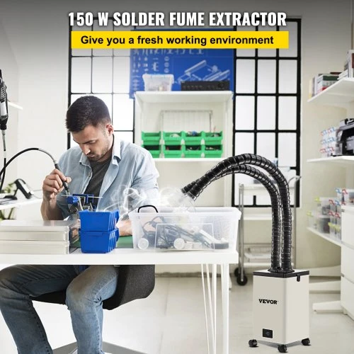 Koduva VEVOR dūmų ištraukiklis lituokliui, 150 W, 106 CFM, 3 pakopų filtrai, 3 greičiai, su žarna