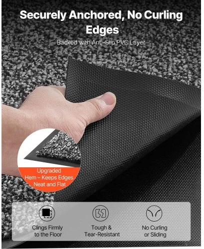 VEVOR Durų kilimėlis 1524 x 914 mm, pilkas, su PVC pagrindu