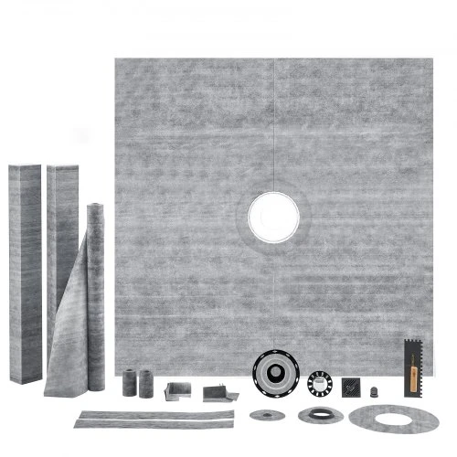VEVOR Dušo bortelio rinkinys, 1828 x 1828 mm, su 50,8 mm PVC centrine flanše ir 101,6 mm nerūdijančio plieno grotelėmis
