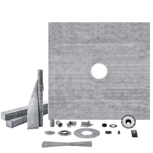 VEVOR Dušo bortelio rinkinys, 1828 x 1828 mm, su 50,8 mm PVC centrine flanše ir 101,6 mm nerūdijančio plieno grotelėmis