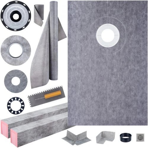 VEVOR Dušo bortelio rinkinys 38" x 60" su 4" PVC poslinkio jungtimi ir 4" nerūdijančio plieno grotelėmis