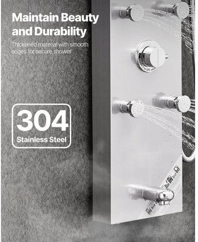 VEVOR Dušo panelė 7002FL, sidabrinė, 124 cm