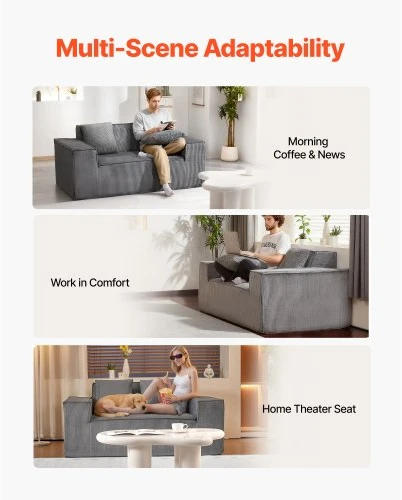 VEVOR Dviaukštė sofa, 160 cm, pilka, 2 vietų