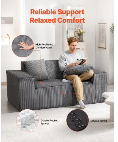VEVOR Dviaukštė sofa, 160 cm, pilka, 2 vietų