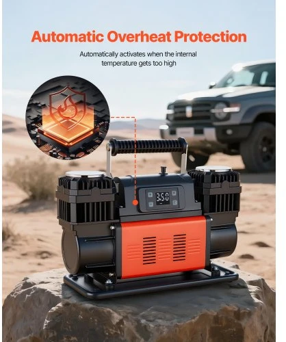 Koduva VEVOR dviejų cilindrų galingas oro kompresorius, 300 l/min, 12V, 150 PSI, nešiojamas
