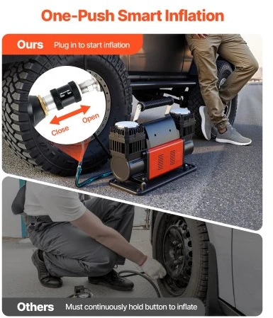 Koduva VEVOR dviejų cilindrų sunkiasvoris oro kompresorius, 300 l/min, 12 V, 150 PSI