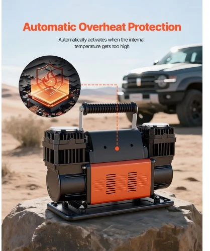 Koduva VEVOR dviejų cilindrų sunkiasvoris oro kompresorius, 300 l/min, 12 V, 150 PSI