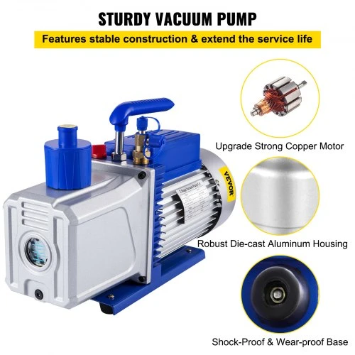 VEVOR Dviejų pakopų vakuuminis siurblys, 746 W (1 HP)