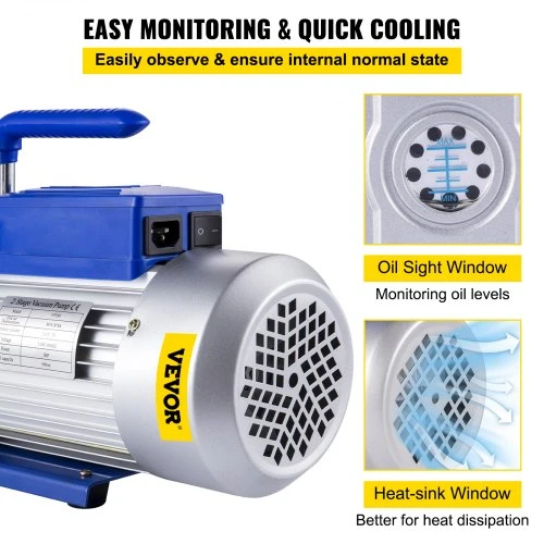 VEVOR Dviejų pakopų vakuuminis siurblys, 746 W (1 HP)