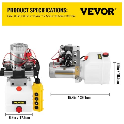 VEVOR Dvigubo veikimo hidraulinis siurblys, 12 V DC, dvigubas solenoidas