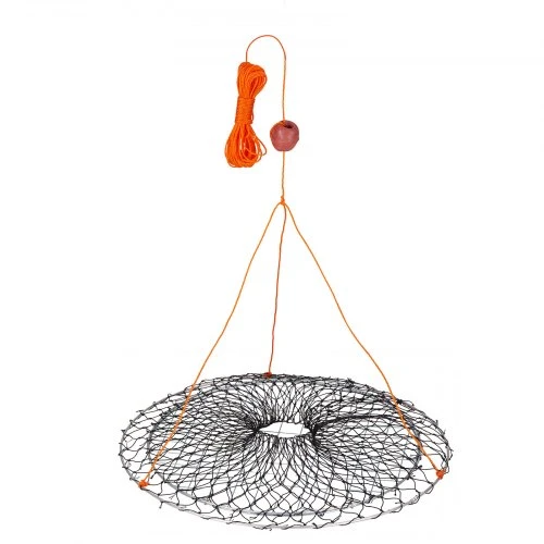 VEVOR Dvigubo žiedo krabų gaudyklė, 60 cm viršus, 50 cm apačia, sulankstomas tinklas su matuokliu, 2 vnt.