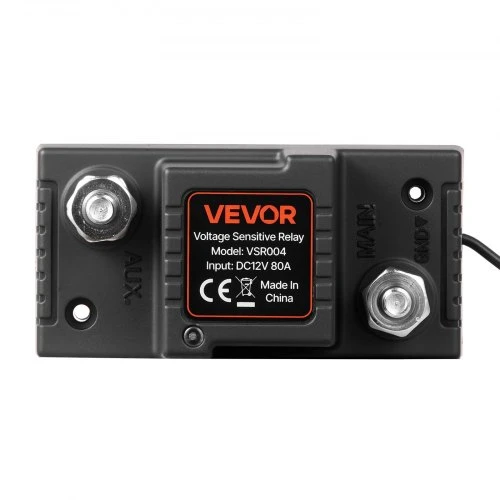 VEVOR Dvigubos baterijos izoliatoriaus rinkinys, 12 V 80 A, 13,3 mm² (6 AWG), VSR relė su voltmetru ir LCD