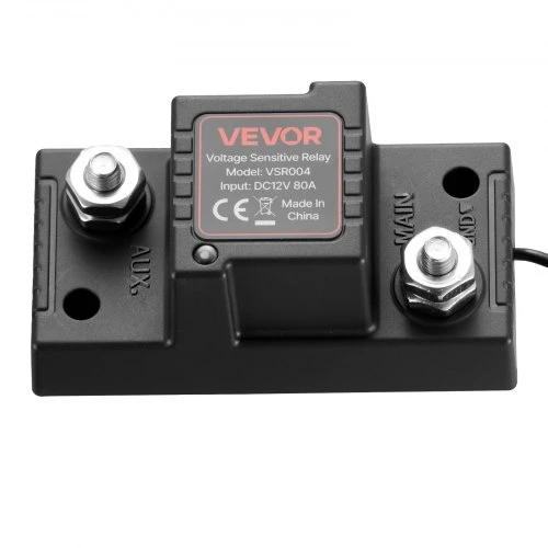 VEVOR Dvigubos baterijos izoliatoriaus rinkinys, 12 V 80 A, 13,3 mm² (6 AWG), VSR relė su voltmetru ir LCD