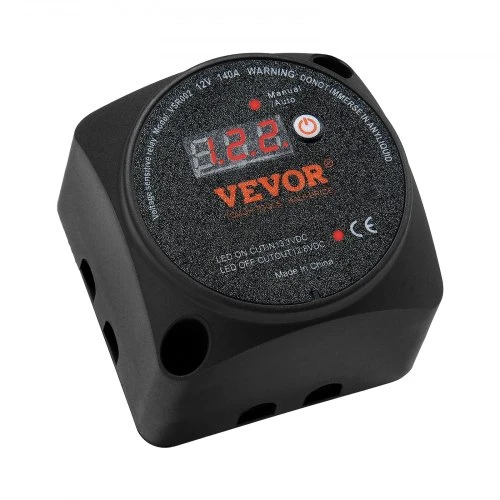 VEVOR Dvigubos baterijos izoliatoriaus komplektas, 12 V 140 A, rankinis ir automatinis režimai, VSR relė su LCD ekranu