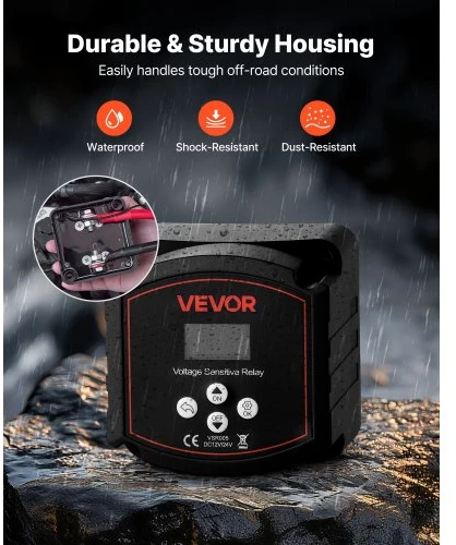 VEVOR Dvigubos baterijos izoliatorius, 12 V 300 A, rankinis ir automatinis VSR su LCD ekranu