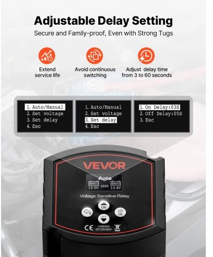 VEVOR Dvigubos baterijos izoliatorius, 12 V 300 A, rankinis ir automatinis VSR su LCD ekranu